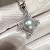 Freshwater Pearl Necklace With Four Leaf Clover And Square Pendant Copper Accessories