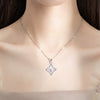 Freshwater Pearl Necklace With Four Leaf Clover And Square Pendant Copper Accessories