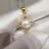 Freshwater Pearl Necklace With Four Leaf Clover And Square Pendant Copper Accessories