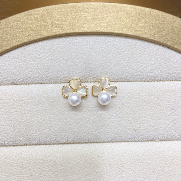 Freshwater Pearl Opal Clover Pendant Earring Ring Jewelry Set