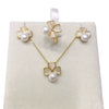 Freshwater Pearl Opal Clover Pendant Earring Ring Jewelry Set