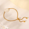 Freshwater Pearl Pendant Bracelet Stainless Steel Box Chain Titanium Steel Nonfading Geometric Minimalist Women's Jewelry