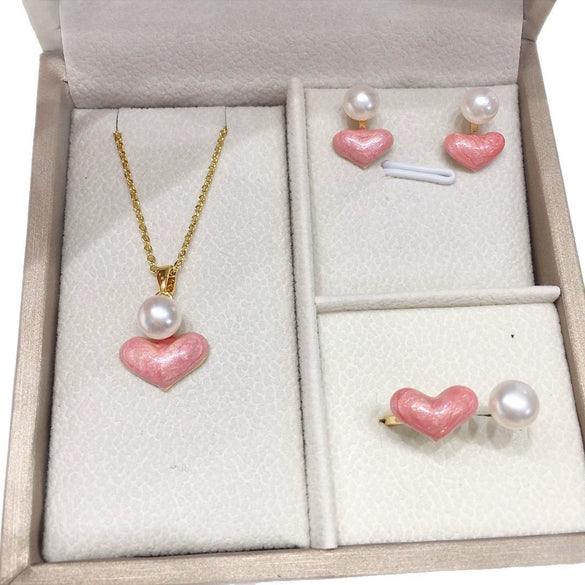 Freshwater Pearl Pendant Earring Ring Suit Jewelry