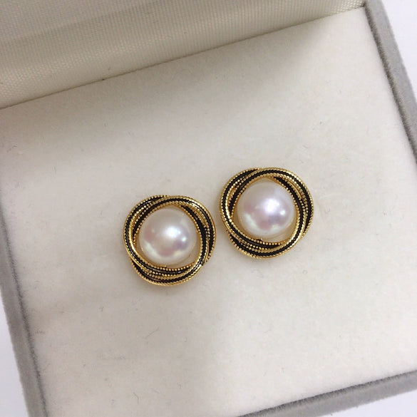 Freshwater Pearl Pendant Earring Set Highgloss Natural Bird's Nest Style