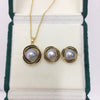 Freshwater Pearl Pendant Earring Set Highgloss Natural Bird's Nest Style