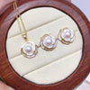 Freshwater Pearl Pendant Earrings Light Luxury Broken Shellfish Micro Zircon Camellia Design