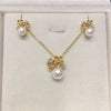 Freshwater Pearl Pendant Earrings Natural Small Flower Design
