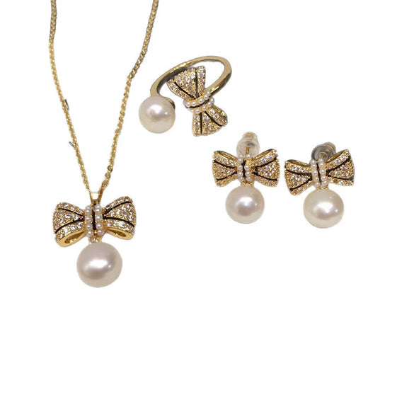 Freshwater Pearl Pendant Earrings Ring Jewelry Set