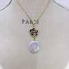 Freshwater Pearl Pendant Earrings With Micro Inlaid Zircon And Camellia Design