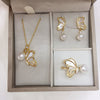 Freshwater Pearl Pendant Earrings With Sea Shell And Butterfly Design