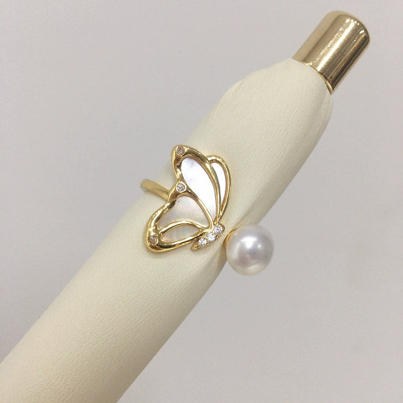Freshwater Pearl Pendant Earrings With Sea Shell And Butterfly Design