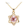 Freshwater Pearl Pendant Necklace Copper Plated With Real Gold Sixpointed Star Microinlaid Zircon
