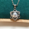 Freshwater Pearl Pendant Necklace Copper Plated With Real Gold Sixpointed Star Microinlaid Zircon