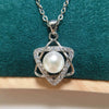 Freshwater Pearl Pendant Necklace Copper Plated With Real Gold Sixpointed Star Microinlaid Zircon