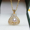 Freshwater Pearl Pendant Necklace Handbagshaped Copper Plated Real Gold