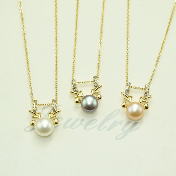 Freshwater Pearl Pendant Necklace With Real Gold Color Retention Copper Accessories Round Shape