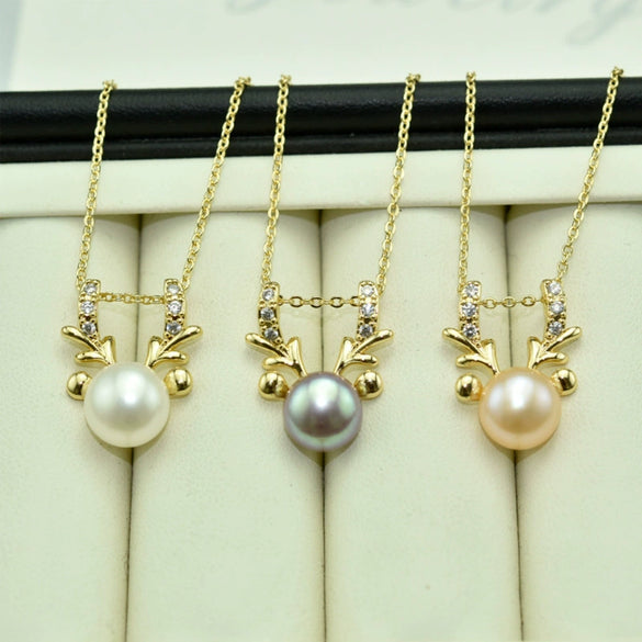 Freshwater Pearl Pendant Necklace With Real Gold Color Retention Copper Accessories Round Shape