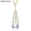 Freshwater Pearl Pendant Tassel Necklace K Gold Craft Microinlaid Zircon With Flat Round And Bun Round Pearls