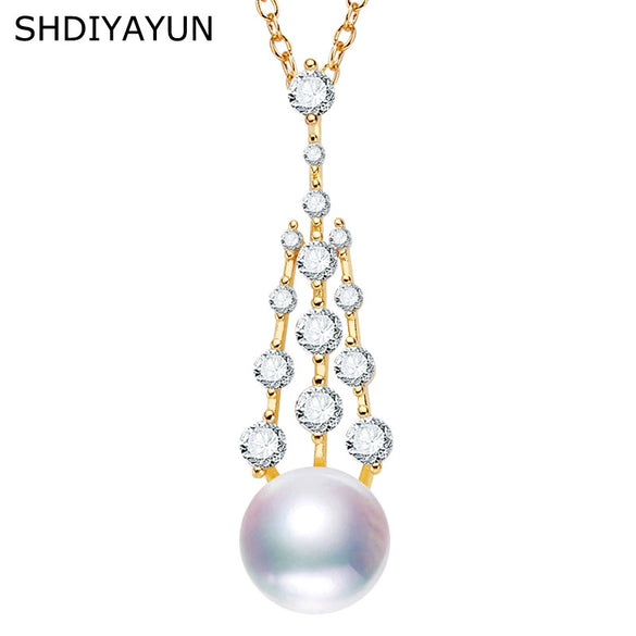 Freshwater Pearl Pendant Tassel Necklace K Gold Craft Microinlaid Zircon With Flat Round And Bun Round Pearls
