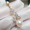 Freshwater Pearl Pendant Tassel Necklace K Gold Craft Microinlaid Zircon With Flat Round And Bun Round Pearls