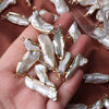Freshwater Pearl Pipa Beads Baroque Goldplated Loose Beads Hanging Earrings Pendant Jewelry Diy Accessories