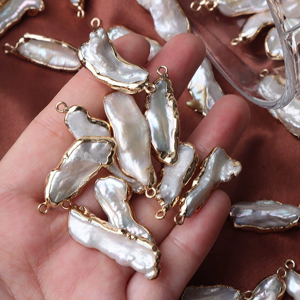 Freshwater Pearl Pipa Beads Baroque Goldplated Loose Beads Hanging Earrings Pendant Jewelry Diy Accessories