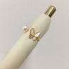 Freshwater Pearl Ring Butterfly Open Style Copper 5A Grade Natural