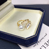 Freshwater Pearl Ring Butterfly Sea Shell Design Light Luxury Copper Women's Jewelry