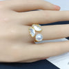 Freshwater Pearl Ring Butterfly Sea Shell Design Light Luxury Copper Women's Jewelry