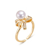 Freshwater Pearl Ring Copper And K Gold Bow Design Women's Style