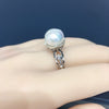 Freshwater Pearl Ring Copper Antique Silver Retro Alien Shape