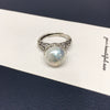 Freshwater Pearl Ring Copper Antique Silver Retro Alien Shape