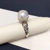 Freshwater Pearl Ring Copper Antique Silver Retro Alien Shape