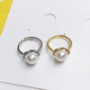 Freshwater Pearl Ring Copper Gold Plated With Zircon Micro Inlay Women's Style Flat Round And Steamed Bread Round Pearl