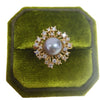 Freshwater Pearl Ring Copper 18K Gold Zircon Flat Round Bun Round Fashion Women's