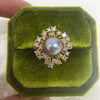Freshwater Pearl Ring Copper 18K Gold Zircon Flat Round Bun Round Fashion Women's