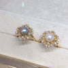 Freshwater Pearl Ring Copper 18K Gold Zircon Flat Round Bun Round Fashion Women's