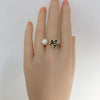 Freshwater Pearl Ring Copper Material Fashion Style Micro Set Zircon Oil Black Camellia Design For Women