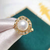 Freshwater Pearl Ring Copper Material Fashion Women's Style Flat Round And Bun Round Shape