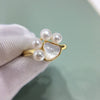 Freshwater Pearl Ring Copper Material With Gold Electroplating And Cat Claw Design For Women