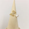 Freshwater Pearl Ring Copper Microinlaid Zircon Bow Flat Round Rose Buns Round Women's Fashion