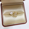 Freshwater Pearl Ring Copper Microinlaid Zircon Bow Flat Round Rose Buns Round Women's Fashion