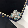 Freshwater Pearl Ring Copper Retro Court Style Fourleaf Flower Jewelry For Women