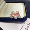 Freshwater Pearl Ring Copper Retro Enamel Butterfly Women's Adjustable Opening