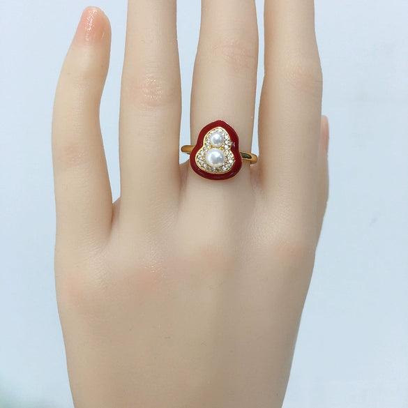 Freshwater Pearl Ring Copper Round Shape Women's Fashion Jewelry