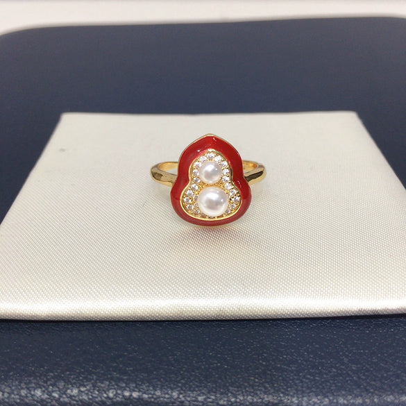 Freshwater Pearl Ring Copper Round Shape Women's Fashion Jewelry