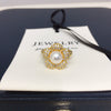 Freshwater Pearl Ring Copper Sunflower Micro Set Zircon Women's Light Luxury Fashion Jewelry