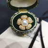 Freshwater Pearl Ring Copper Sunflower Micro Set Zircon Women's Light Luxury Fashion Jewelry