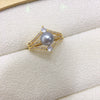 Freshwater Pearl Ring Fashion Exquisite Micro Inlaid Zircon Diamond Copper Adjustable Opening Women's Flat Round Rose Buns Round