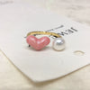 Freshwater Pearl Ring Jewelry Women's Copper Material Flat Round And Bun Round Shape Cute Candy Powder Love Style